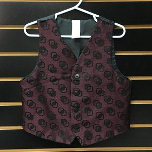 4/$12 💥♻ Maroon & Black Geometric Toddler's Button Up Dress Vest | Size 5 | 101
